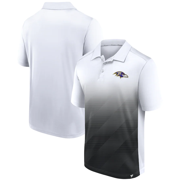Men's Baltimore Ravens White/Black Iconic Parameter Sublimated Polo